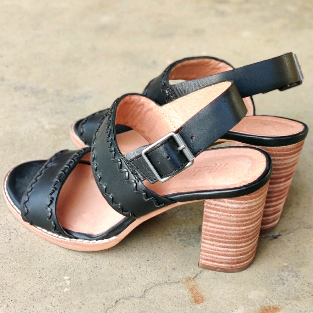 Madewell Angie Heeled Sandal Black Leather - Picture 1 of 8
